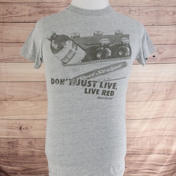 VTG RED STRIPE BEER BREWED IN JAMAICA DON'T JUST LIVE, LIVE RED PROMO T-SHIRT S - Picture 2 of 5